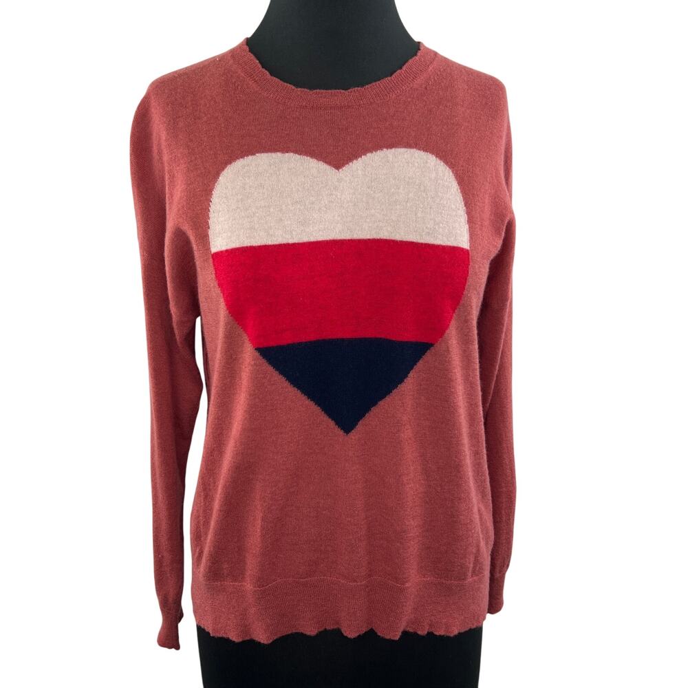 SUNDRY Mauve Long Sleeve Crewneck Wool Cashmere Heart Star Pullover Sweater 1 S